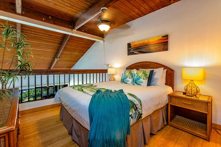 Loft suite with queen bed and full bathroom