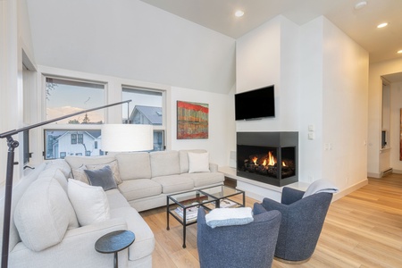 Large open concept living room with 180 degree views