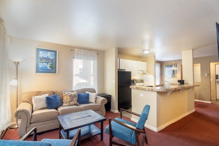 Fully stocked kitchen and living room