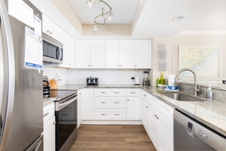 Whip up your favorite meals in your bright kitchen