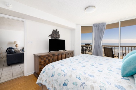 The primary king bedroom has a private balcony an ensuite bath.