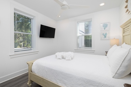 A second downstairs queen bedroom is available