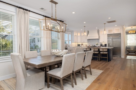 Your elegant wooden dining table is large enough to seat 8 guests