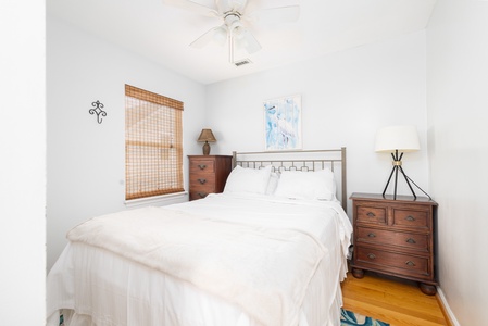 Your upstairs queen bedroom is situated on the third floor