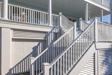 The back steps take you down to your pool area