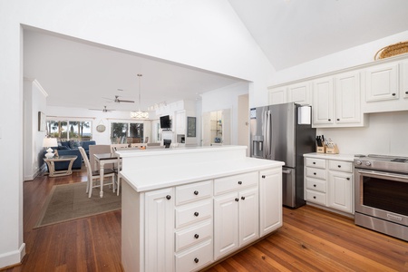 Large center island is perfect for meal prep