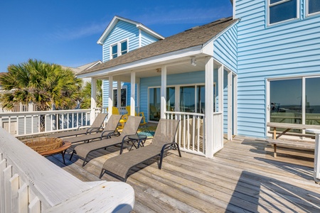 Oceanfront Loungers and Screened Porch