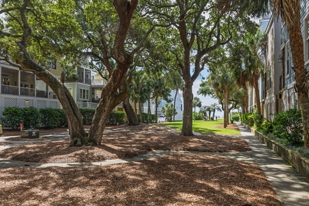Picture strolling beneath the canopy of ancient oaks, the sound of waves growing louder with every step.