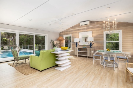 You can keep an eye on the kids from the living room