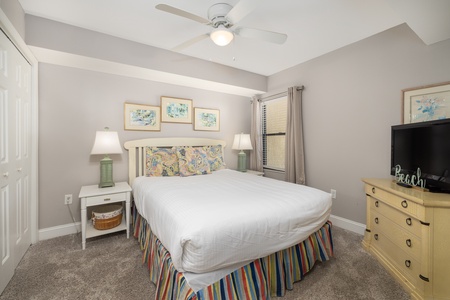 Your queen bedroom makes for the perfect coastal escape