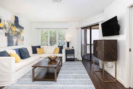 Large windows bring plenty of natural light to your living room