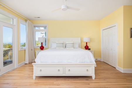 Your second floor primary king room faces the ocean and provides exceptional views