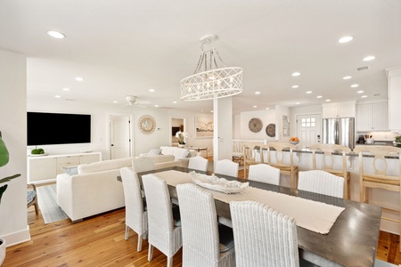 Your dining room features a large dining table fit for 10 people