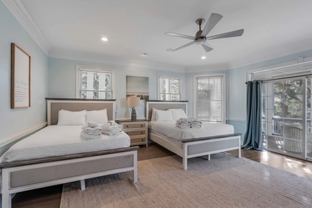 Step out onto your private balcony off the double queen bedroom