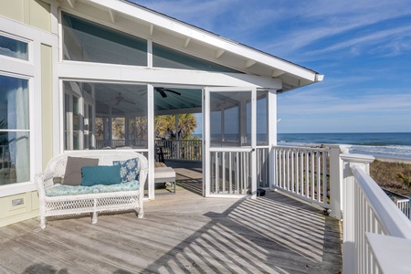 Spacious Oceanfront Back Porch – Perfect spot for morning coffee or evening cocktails.
