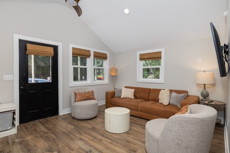 XXX features a cozy living room with comfortable seating