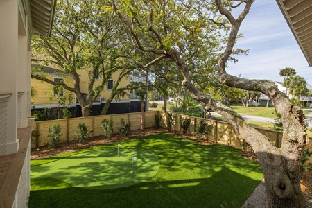 Your private putting green can be seen from the outdoor dining area