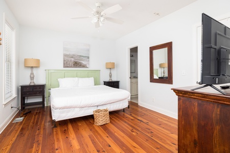 Your primary king bedroom is situated on the main floor and offers views of the ocean