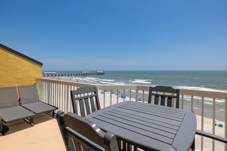 Views of the Folly Beach Pier can be found from your private balcony