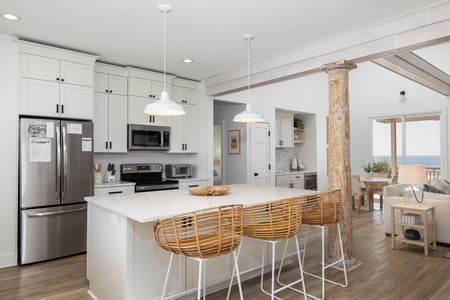 Wicker bar stools accent your upgraded kitchen