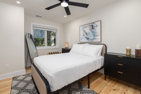 Your queen bedroom is a quiet retreat