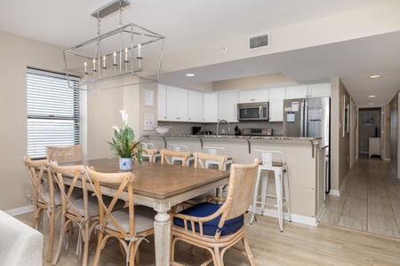 Your large dining table seats 8 people