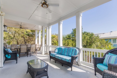 Your upstairs porch is perfect for taking in the fresh costal air on Isle of Palms