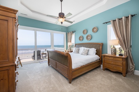Your primary bedroom features a king bed and en suite bathroom