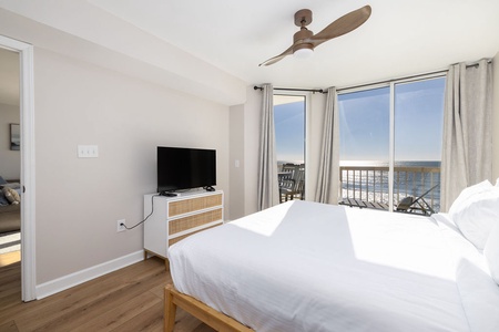 Wake up to stunning ocean views from your bed, with sliding doors opening to your private balcony overlooking the sparkling water.