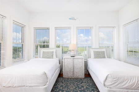 The kids will love sleeping in the twin room overlooking the marsh
