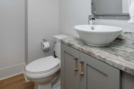 The second floor has a half bathroom