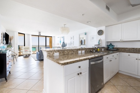 Your spacious kitchen flows seamlessly into the living area