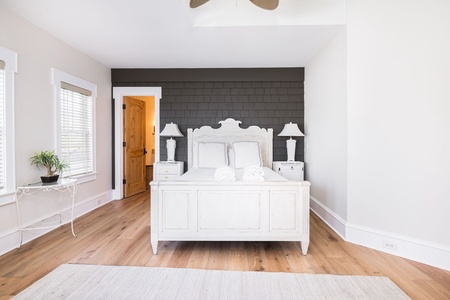 Upstairs you'll find another queen bedroom with full en suite bathroom