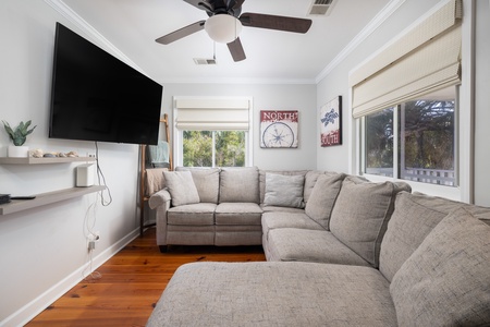 Unwind between beach visits in your plush sectional sofa