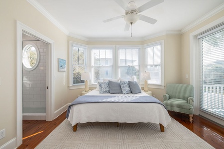 Your living room leads into your second king bedroom with bay windows and an en suite bathroom