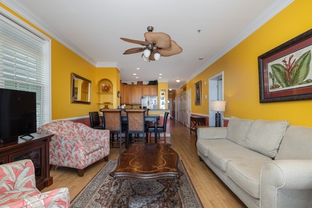 Your living room offers plenty of cozy seating options for the family