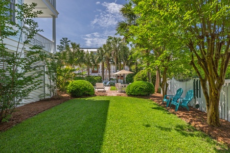 The backyard grass makes for the perfect outdoor play area