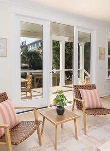 Your cozy seating area opens to a private deck where you can unwind with morning coffee or evening relaxation.