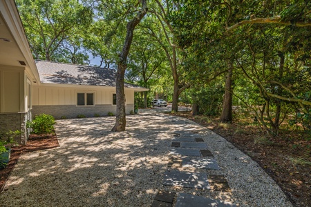 Take the path from the driveway to your front door