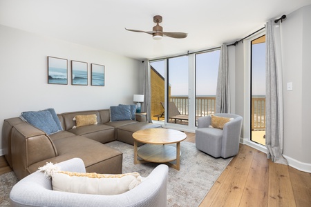 Gather with friends and family in your bright living room, with views of the Atlantic Ocean
