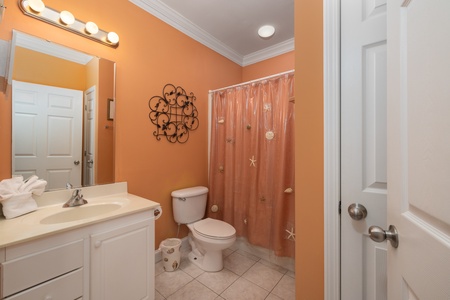 Your third bathroom features a tub-shower combo