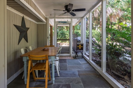 This table is ready for a card game or snack