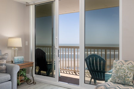 A private terrace sits just off of the main living area