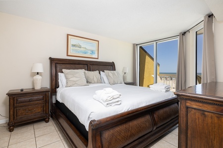 Take in the gentle sounds of the ocean from your bedroom