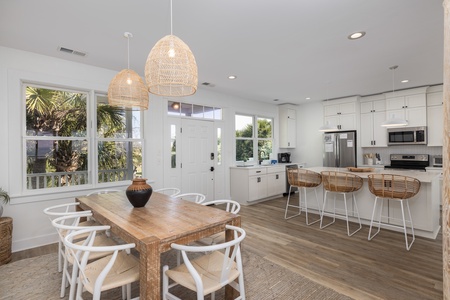 Enter into the beautiful kitchen and dining area