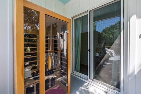 Step out onto the private balcony from your primary bedroom