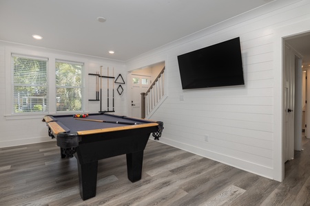 Downstairs you'll find your very own professional billiards table