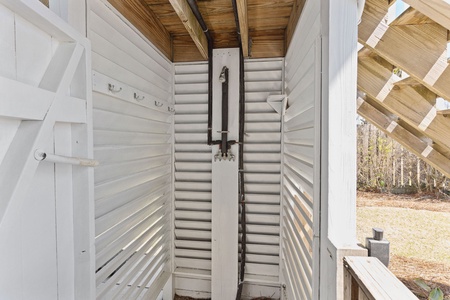 An outdoor shower is great for rinsing off after a day at the beach