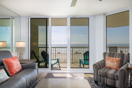 Sliding doors take you from your living room to your private oceanfront balcony