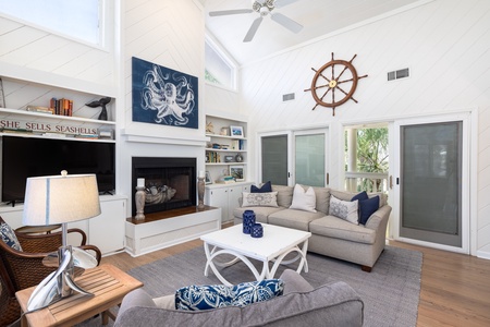 Secondary Living Room with Sliders to Porch with Grill